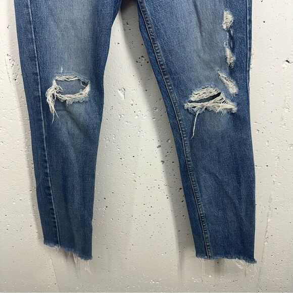 Re/Done Originals size 24 Square Destroyed High Waist Raw Hem Ankle Jeans - Picture 5 of 13